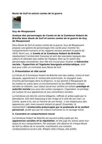 Boule de Suif – Guy de Maupassant - Comte and Comtesse Hubert de Bréville