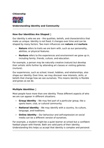 Understanding Identity and Community