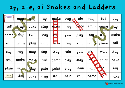 Vowel Sounds Snakes & Ladders Board Games