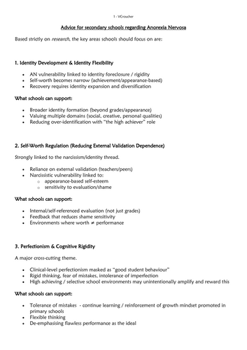 Secondary School Anorexia awareness-staff