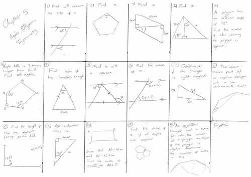 Maths GCSE Higher Chapter 5 Revison Mat