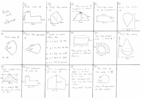 Maths GCSE Higher Ch 7 Revision Mat