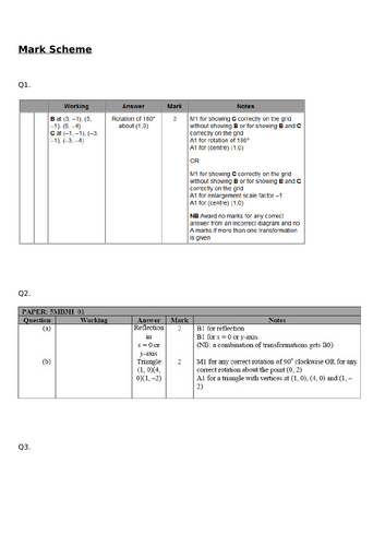 Mixed Transformations Exam Questions