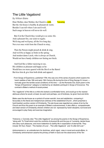 EDUQAS ENGLISH LITERTURE REVISION BUNDLE: William Blake (5 poems)