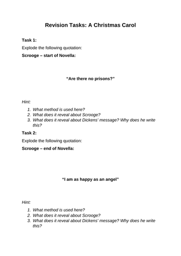 Revision Tasks: A Christmas Carol
