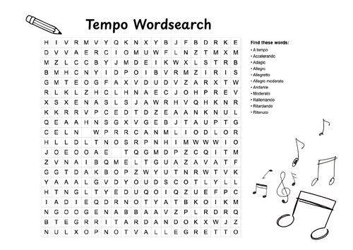 Tempo Wordsearch Activity