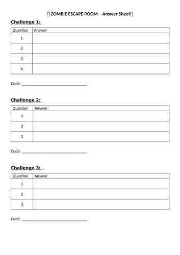 Zombie Escape Room - Maths Revision - ZERO WORKLOAD/ZERO PREP!