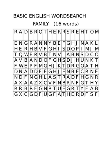 BASIC ENGLISH WORDSEARCH (2)