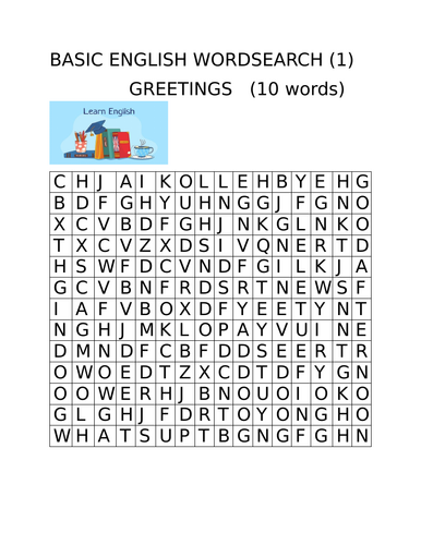 BASIC ENGLISH WORDSEARCH (1) GREETINGS