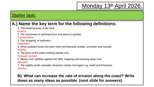 Coastal transport and deposition