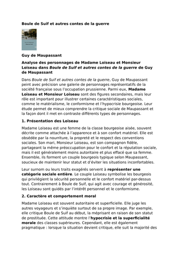 Boule de Suif - Guy de Maupassant - Characters - Madame Loiseau and Monsieur Loiseau