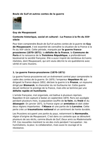 Boule de Suif et autres contes de la guerre - Context - France at the End of the 19th Century