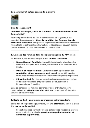 Boule de Suif et autres contes de la guerre - Guy de Maupassant - The Role of Women