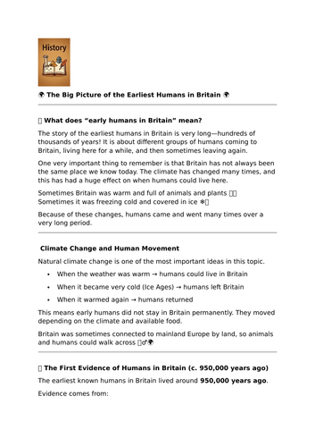 Earliest Humans in Britain