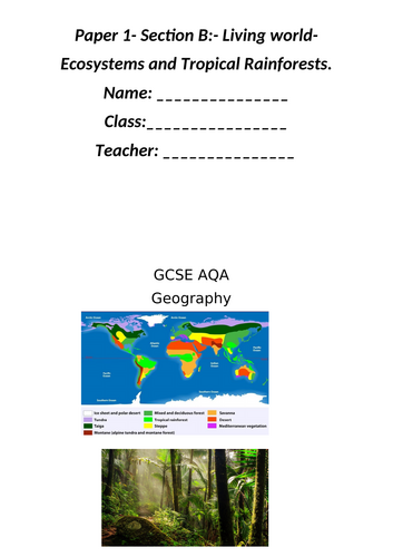 AQA Geography P1- Ecosystems and TRF workbook.
