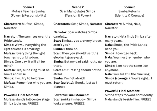 KS3 Drama Scripts: Lion King to Shakespeare Transition Pack | Year 7 Drama