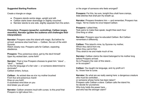 KS3 Drama Scripts: The Tempest Power & Character Pack | Year 8 Drama
