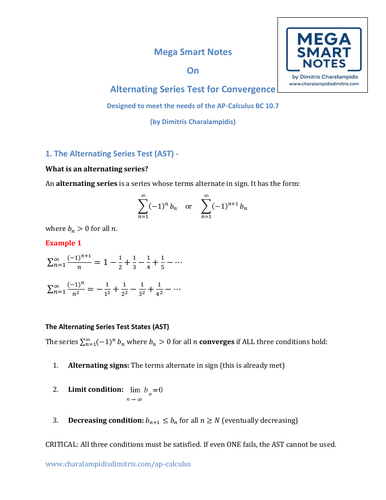 Alternating Series Test – Mega Smart Notes (AP Calculus BC Unit 10.7)