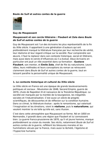 Boule de Suif et autres contes de la guerre – Guy de Maupassant – Literary Influences