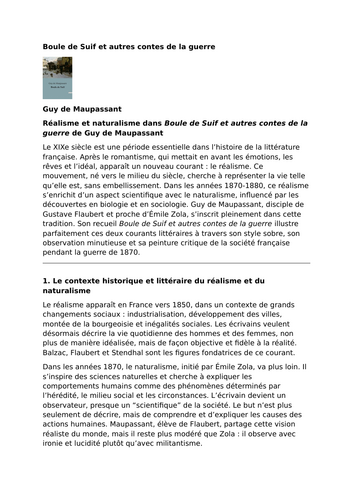 Boule de Suif et autres contes de la guerre – Guy de Maupassant – Realism and Naturalism