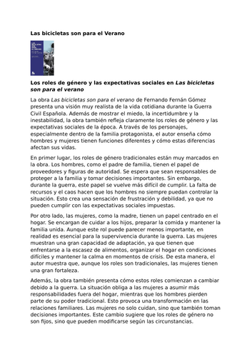 Las bicicletas son para el verano – Fernando Fernán Gómez – Gender Roles