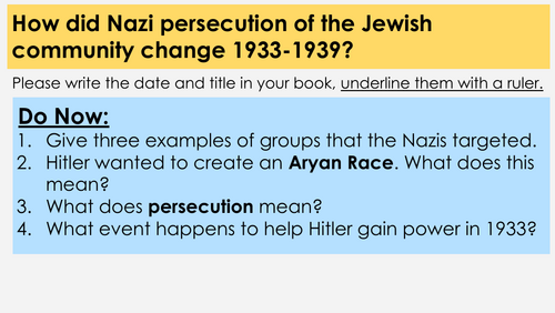How Did Nazi Persecution Change 1933–1939? KS3 & GCSE Lesson | Escalation & Kristallnacht