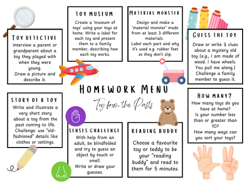 Homework Menu - Toys from the Past