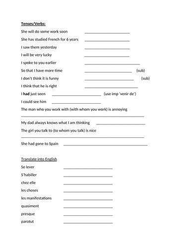 A Level Retrieval Grammar Sheets
