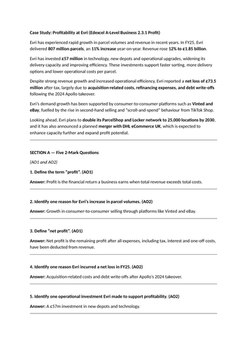 Edexcel A-Level: 2.3 Managing finance