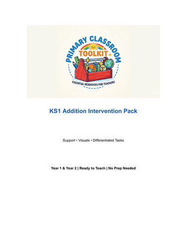 KS1 Addition Intervention Pack Year 1/2 Differentiated Worksheets, Activities & Visual Support Maths