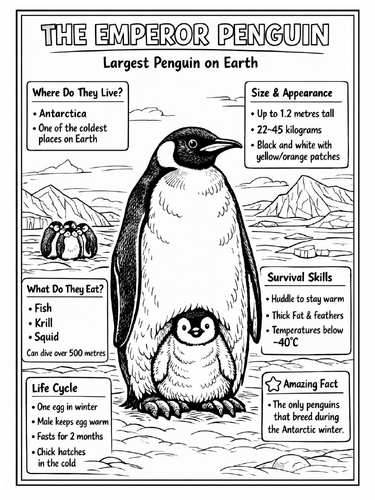 The emperor penguin coloring poster