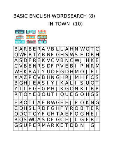 BASIC ENGLISH WORDSEARCH (8)       TOWN