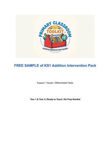 FREE KS1 Addition Intervention Sample – Year 1/2 Maths (Differentiated Support)