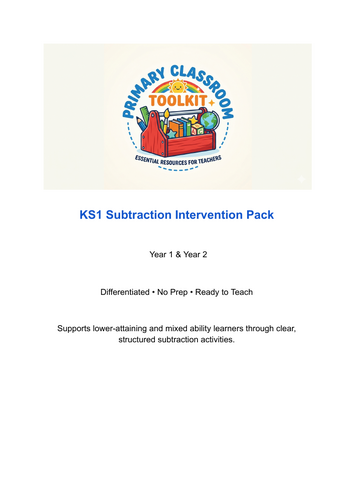 KS1 Subtraction Intervention Pack – Year 1/2 Differentiated Worksheets, Activities & Visual Support