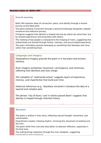 Kayo Chingonyi Poetry: Baltic Mill Revision Notes and Questions