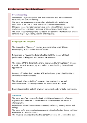 Kayo Chingonyi Poetry: Some Bright Elegance Revision Notes and Questions