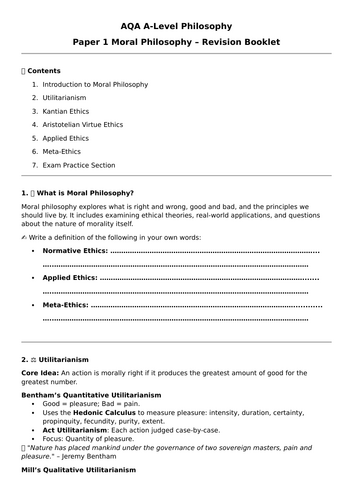 AQA A-Level Moral Philosophy Revision Workbook