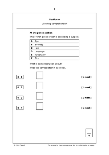 AQA GCSE French (2026) – Foundation Exam Pack (Free Sample)