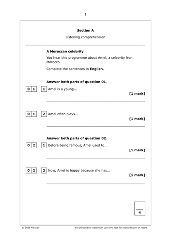 AQA GCSE French (2026) – Higher Practice Paper Pack (Free Sample)