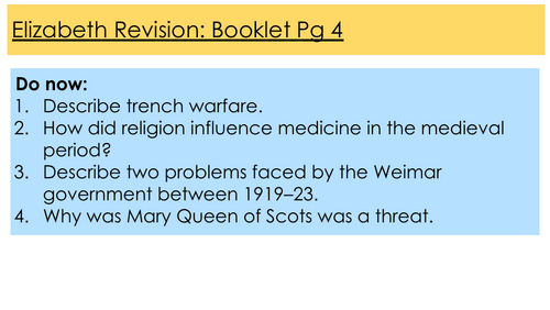 Elizabethan England GCSE Revision Lesson PPT (AQA 9–1) – Full Workbook Companion
