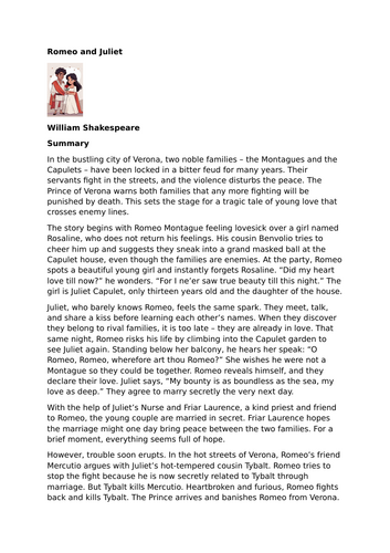Romeo and Juliet – William Shakespeare – Summary