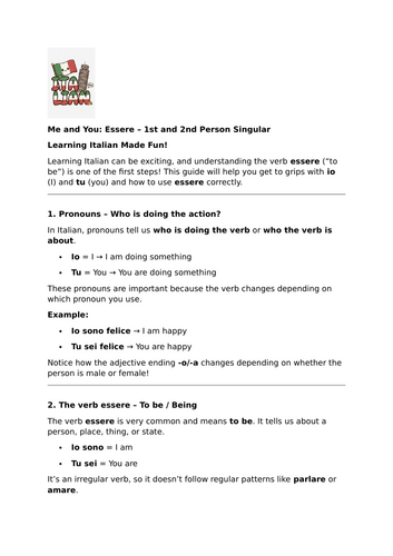 My Free Time: Subject Pronouns, -are Verbs and piacere + infinitive