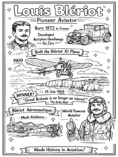 Louis Blériot coloring poster