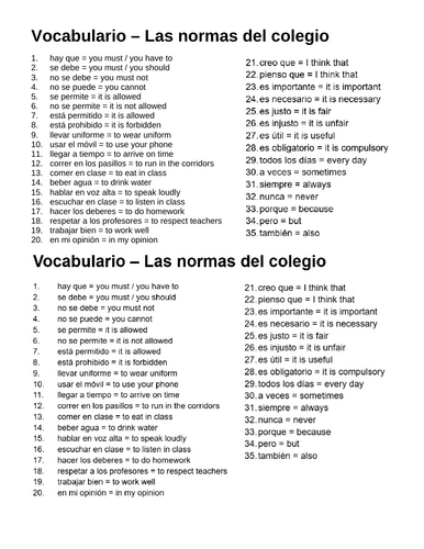 KS4 SP Foundation - Las normas en el colegio