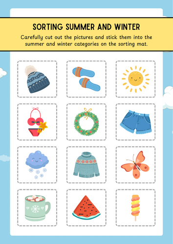 Winter/ Summer Sorting Activity - Theme seasons