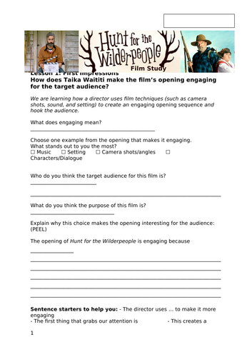 Hunt for the Wilderpeople Film Study Booklet