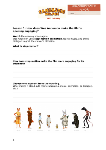 Fantastic Mr Fox Film Study Booklet