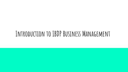 Introduction to IB Business Management course