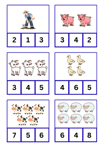 Farm peg the number to 12 activity for EYFS/KS1