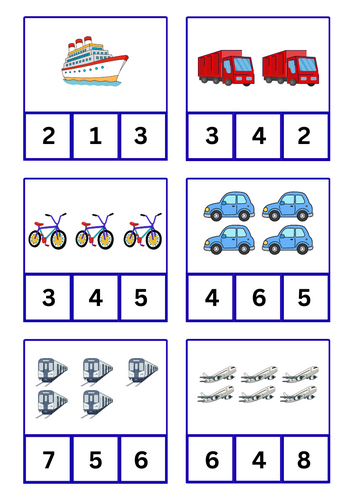 Transport Peg the Number to 12 EYFS